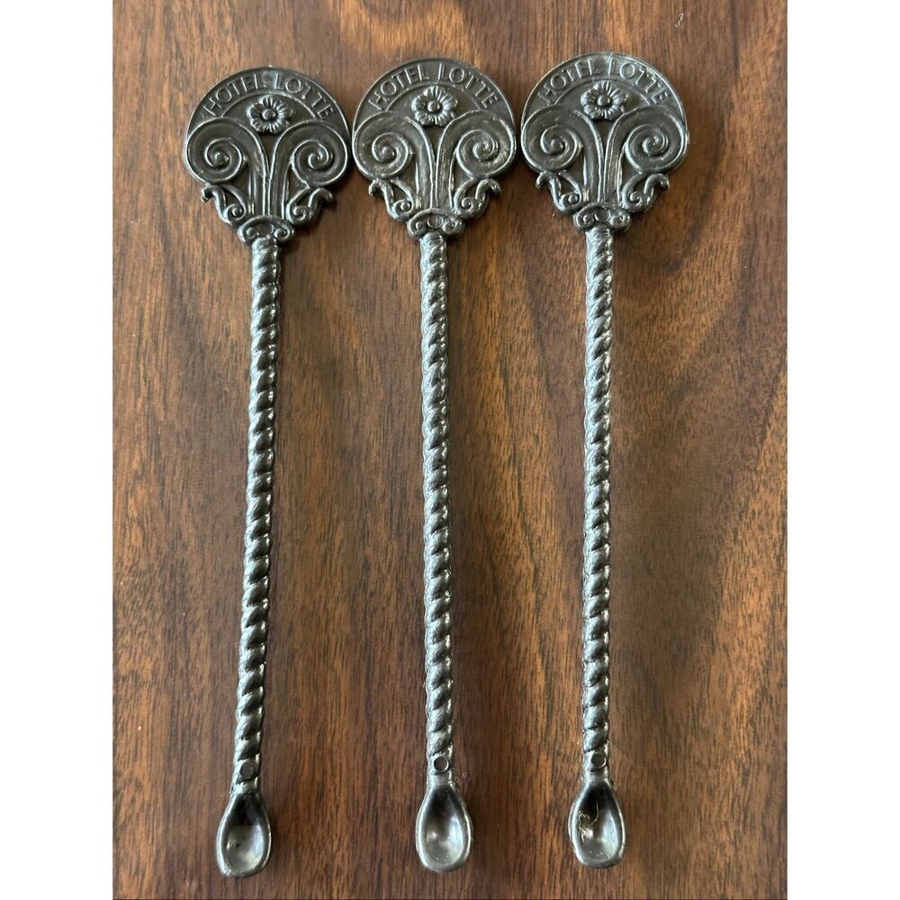 Vintage Hotel Lotte Swizzle Stick Drink Cocktail Spoon Stir Barware Collectible